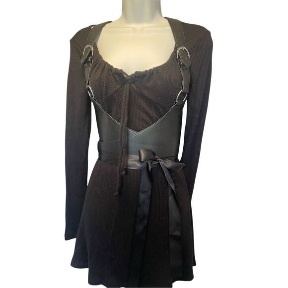 Wild Fable Sweater Knit Mini Dress Sweetheart Neckline Cottagecore Size Small - Picture 4 of 5